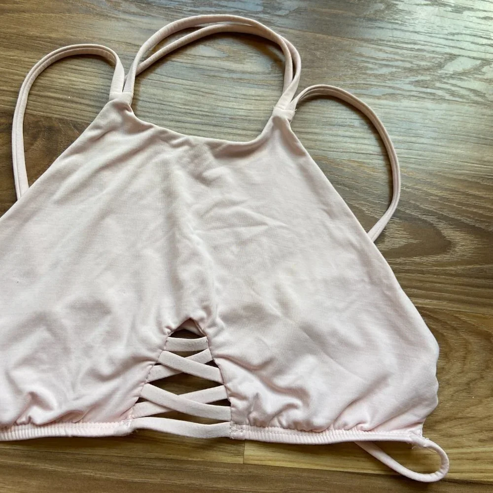 Frankies Bikinis Marley Pink Halter Swim Bikini Top